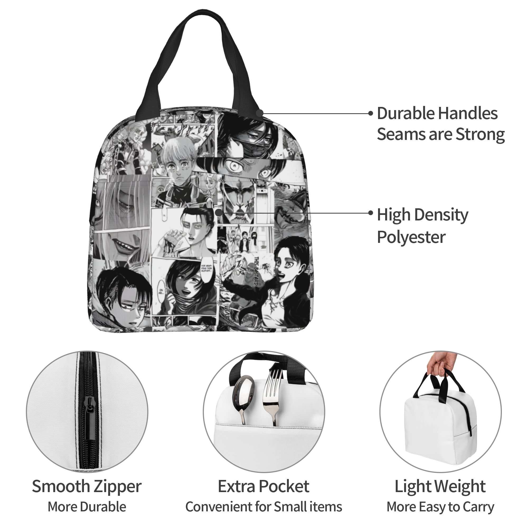 Travel Accessories 2022 - カスタムアタックオンタイタンズ断熱ランチバッグ キャンプ旅行用 マンガ風 防水保温ランチボックス 女性男性用