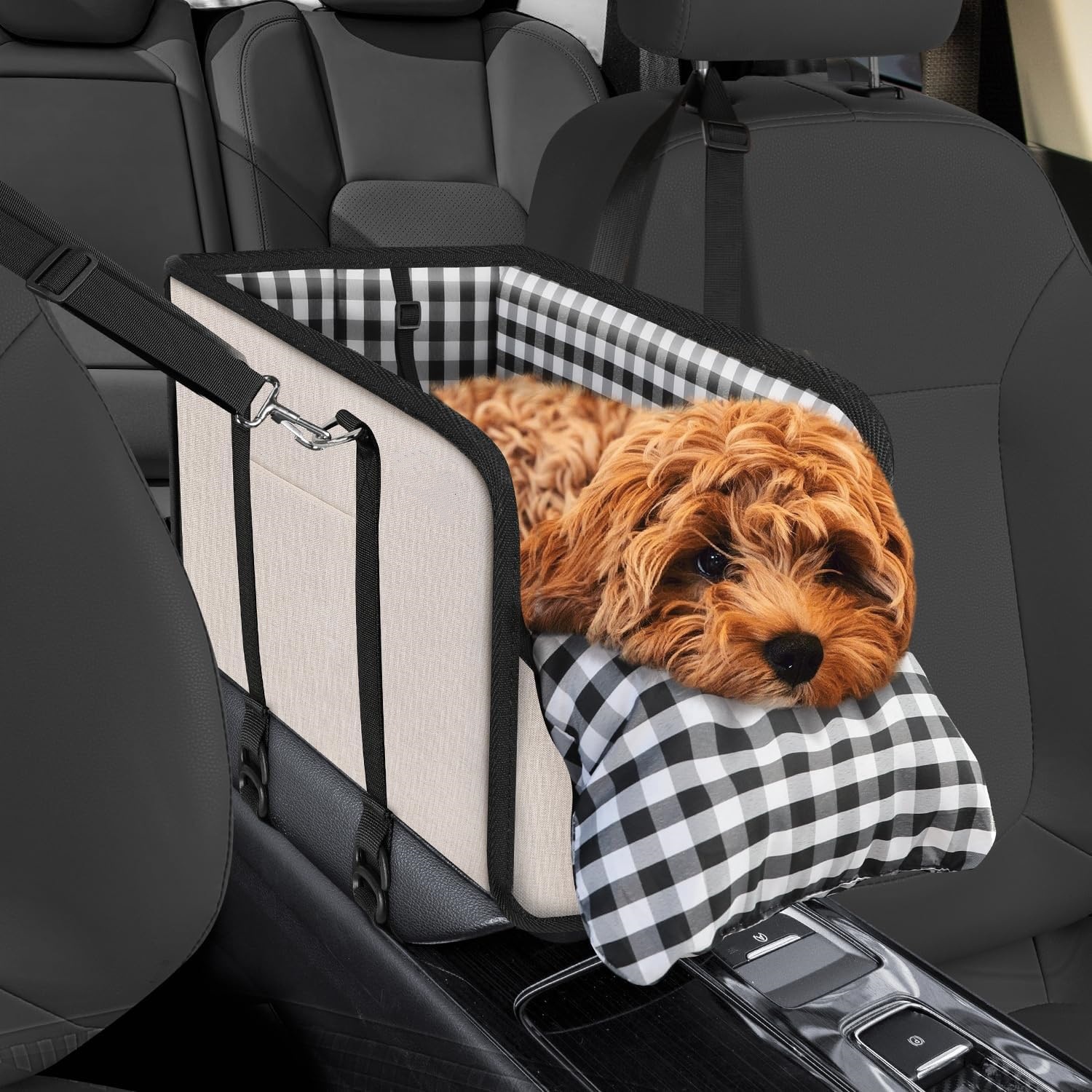 Travel Accessories Dog - 車載ペットカーシート 携帯用小型犬用グリッドシート ソフトクッション付き シートベルト 犬用アクセサリー