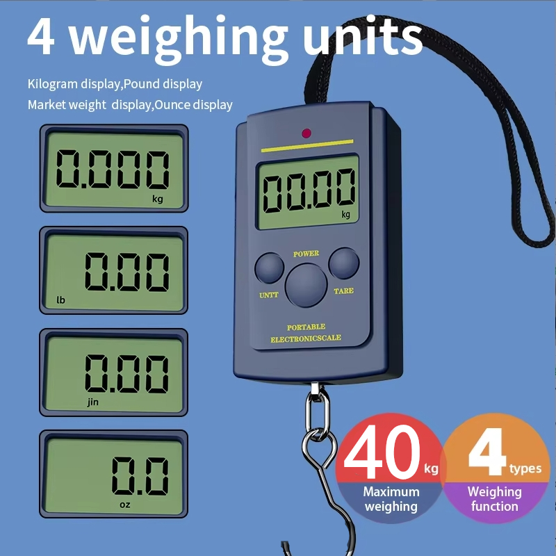 Travel Accessories Electronics - 1PC 多機能ミニ 40kg/10g 電子吊り下げ式釣り荷物スケール ポータブルデジタルハンディポケットウェイトフックスケール
