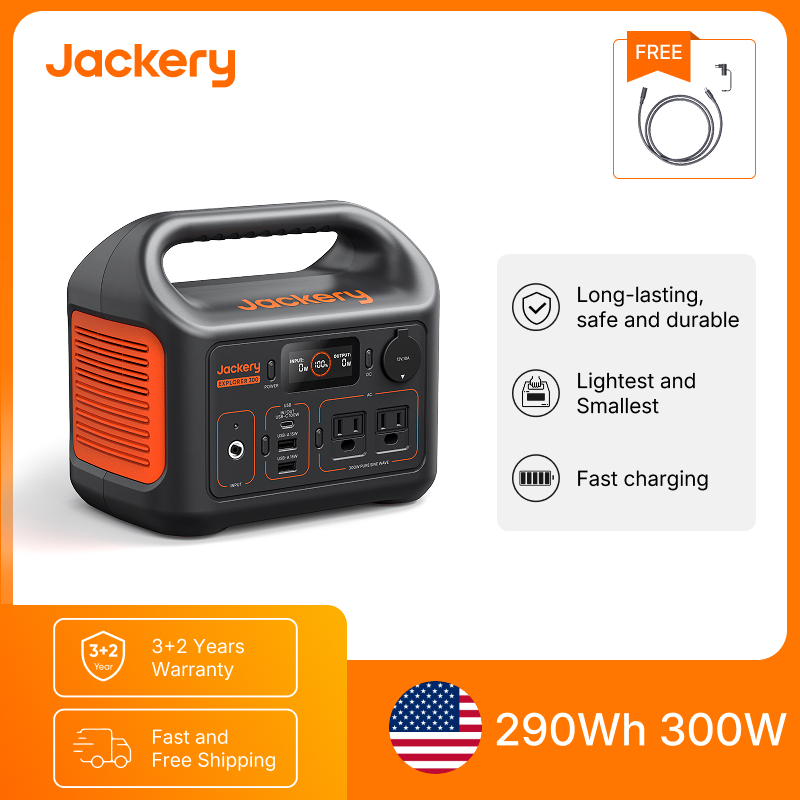 Travel Accessories Electronics - Jackery ポータブル電源 エクスプローラー300New 5m延長コード付き、アウトドアキャンプ、旅行用ソーラー発電機