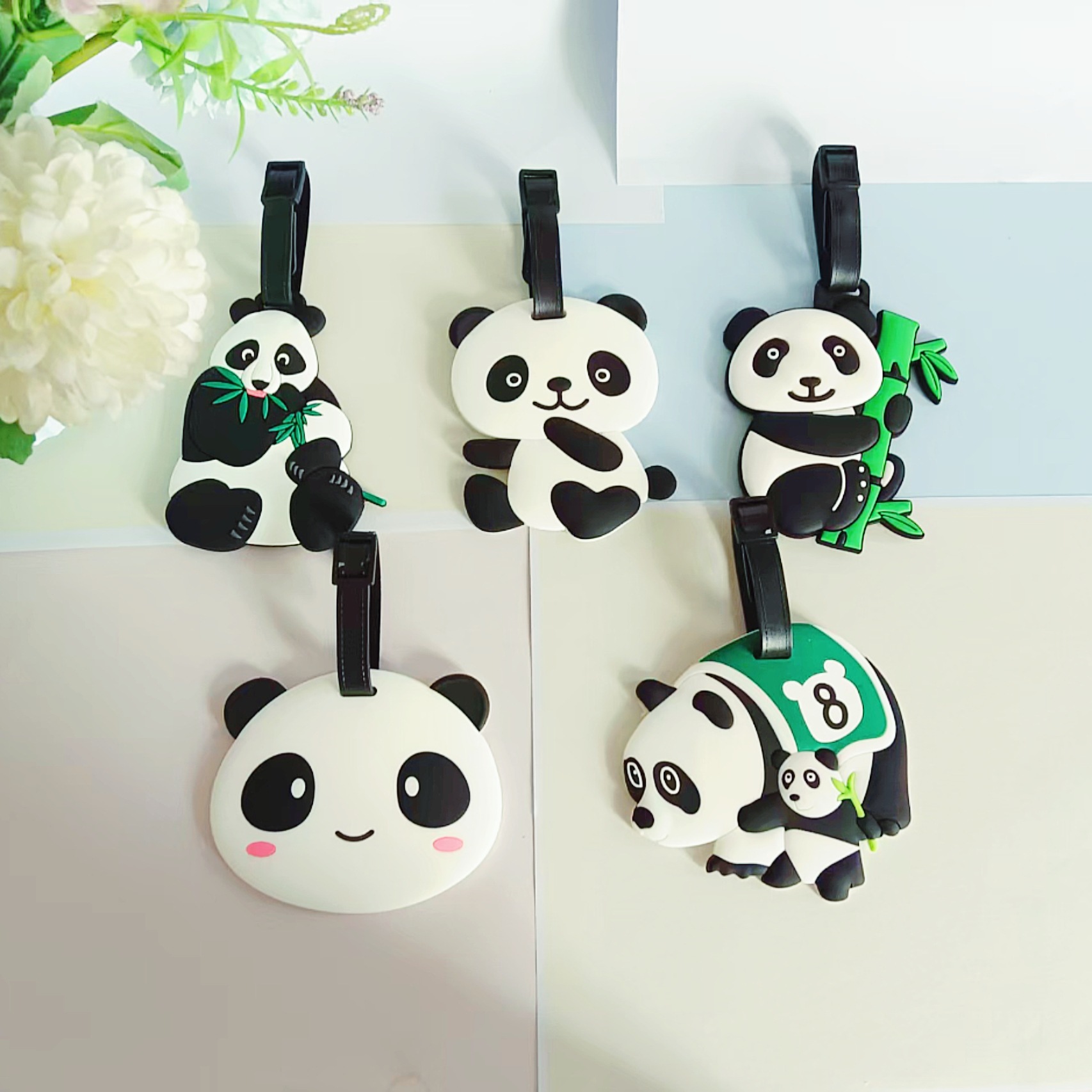 It Travel Accessories - 旅行用品漫画風PVCパンダラゲッジタグ旅行搭乗券スーツケースタグ荷物タグチェックインパス住所名札