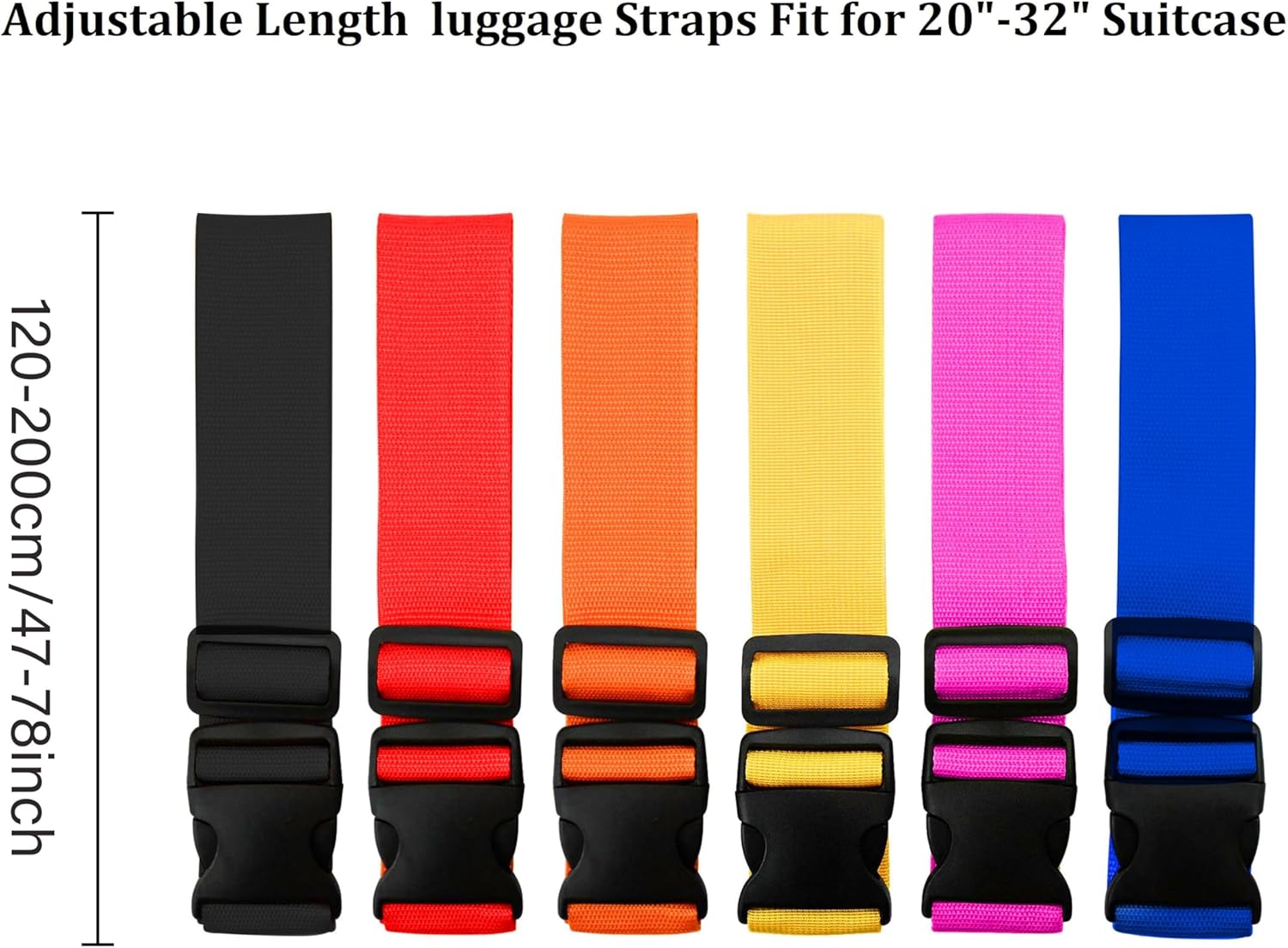 Travel Accessories Luggage Straps - 明るい色の調節可能な荷物ストラップ 2 パック高耐久スーツケースベルト旅行バッグアクセサリー (120-200CM X 2.5CM)