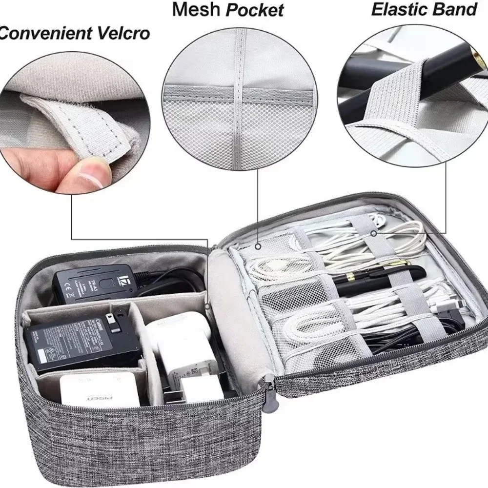 Travel Accessories Electronics - ポータブルUSBデータケーブル収納バッグ 防水データライン充電器バッグ USB収納ケース デジタル電子ケーブルトラベルオーガナイザー