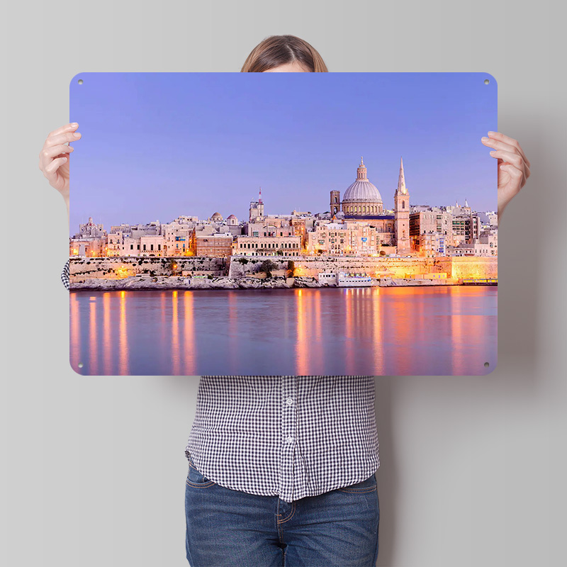 Travel Accessories Malta - マルタ・ヴァレッタ旅行都市3Dテクスチャメタルポスターカスタマイズされたウォールアートブリキ看板ギフト、男性用ルームアクセサリー、壁飾り、バー用デコレーション
