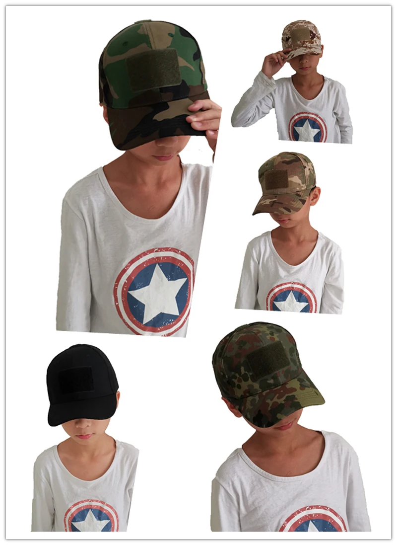 Travel Accessories Kids - 8～14歳向け、迷彩柄の子供用帽子。女の子と男の子が使える、日よけ帽子。アウトドアや旅行に最適。CSエアソフトやウォーゲームにも使える子供用野球帽。