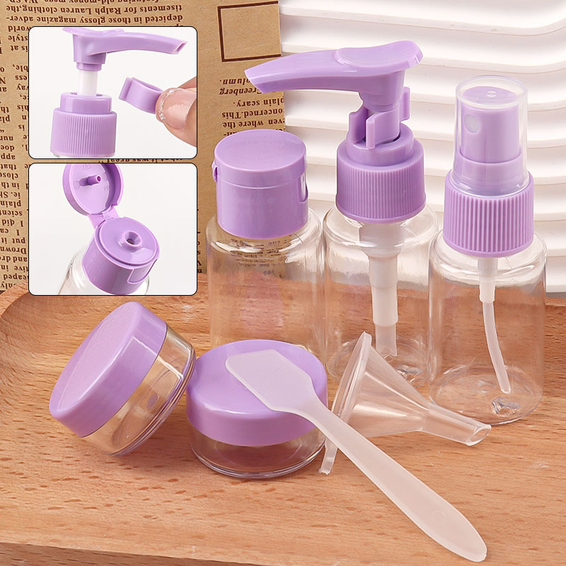 Travel Accessories Needed - 7 個旅行ミニメイクアップ化粧品フェイスクリームポットボトルプラスチック透明空のメイクアップコンテナボトルトラベルアクセサリー