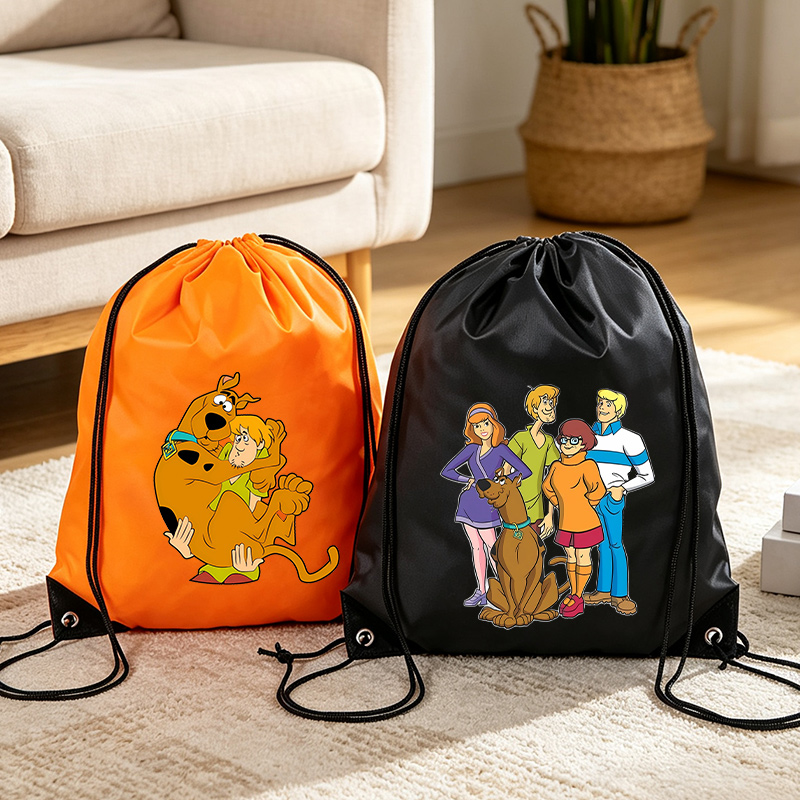 Travel Accessories Box - スクービードゥー巾着収納袋クールな漫画犬ポケットバックパックポリエステルかわいいアニメプリント軽量トラベルオーガナイザーバッグ