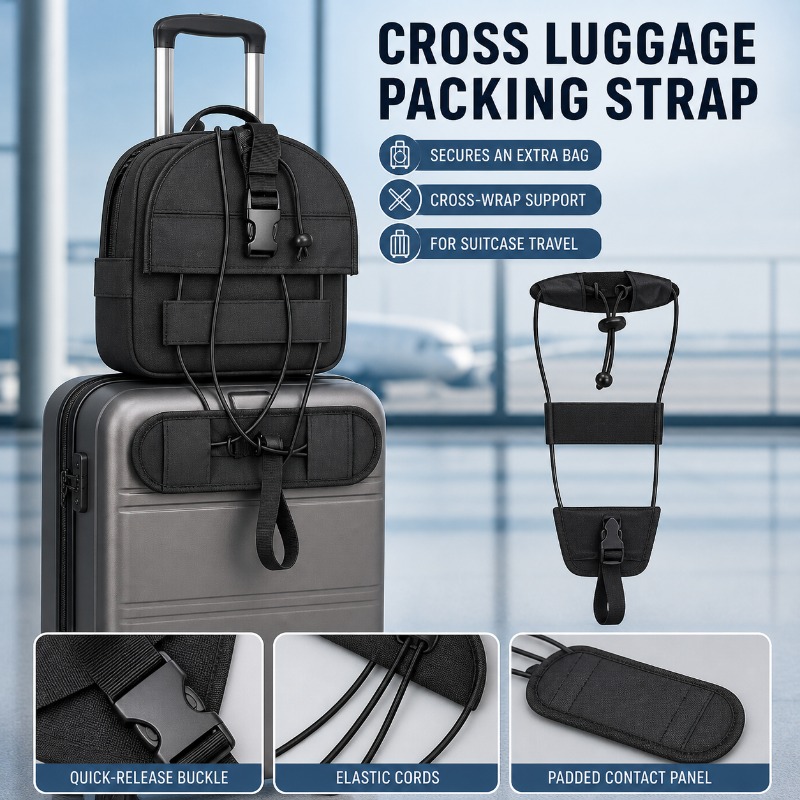 Travel Accessories Luggage Straps - 耐摩耗性オックスフォードクロスラゲージストラップ1個、旅行荷物固定用拡張可能な弾性スーツケースパッキングベルト
