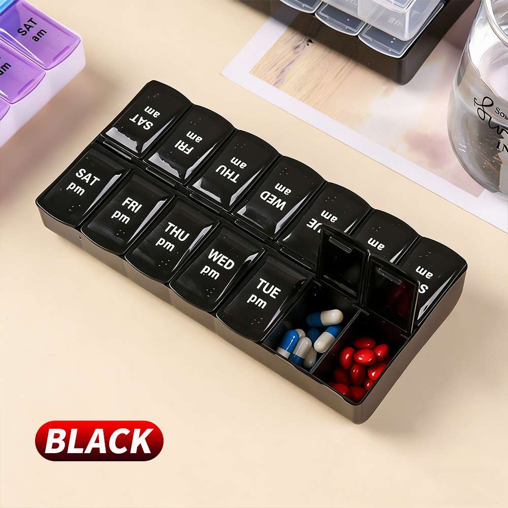 14コンパートメント独立型ピルケースポータブル薬箱ホームオフ - Travel Accessories Box のレビューと価格