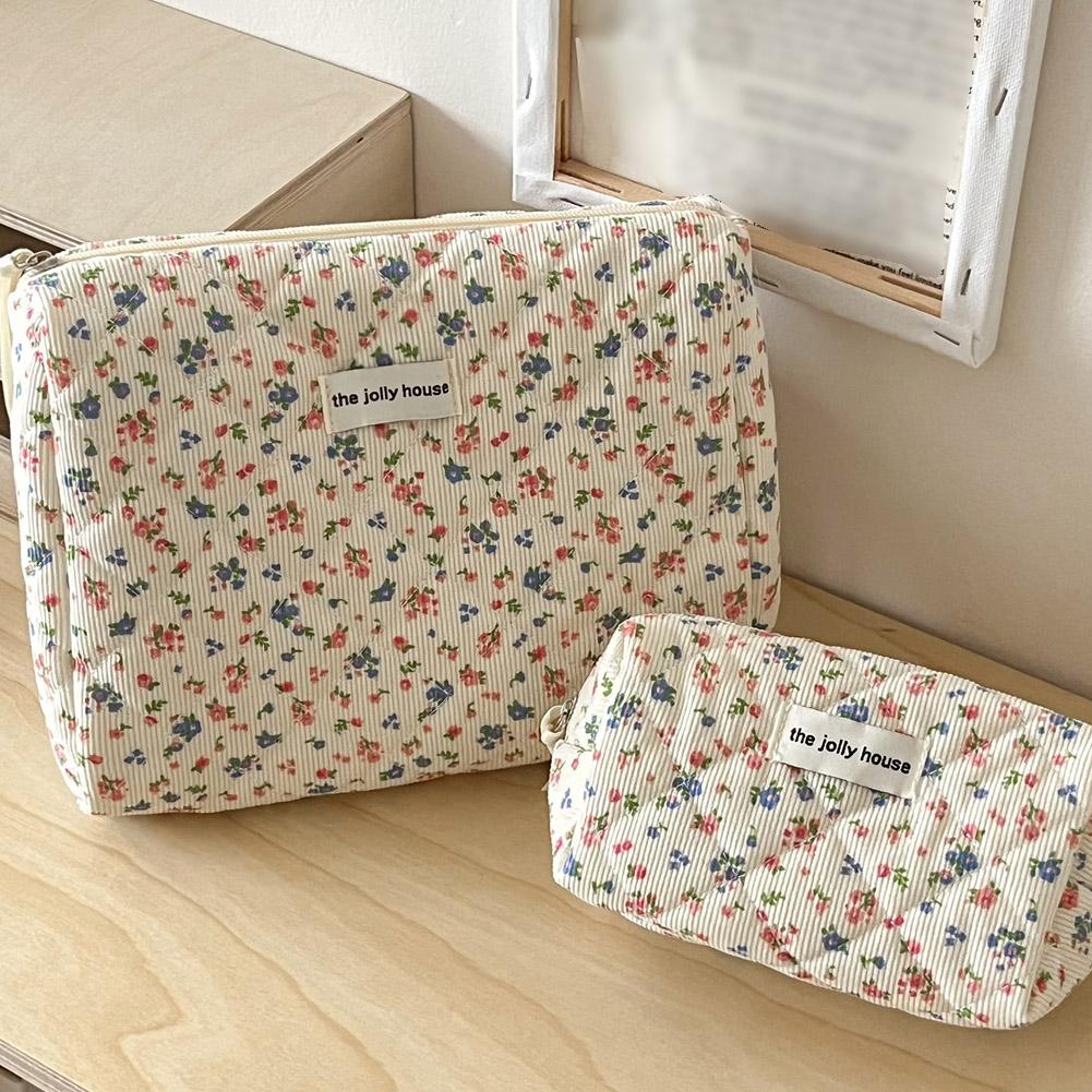 ヴィンテージ風花柄キルティングメイクアップバッグ 携帯用コッ - Travel Accessories Box のレビューと価格