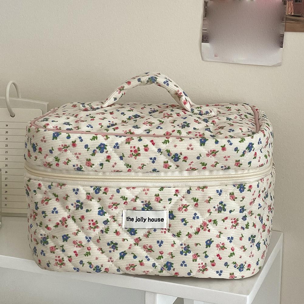 ヴィンテージ風花柄キルティングメイクアップバッグ 携帯用コッ - Travel Accessories Box のレビューと価格