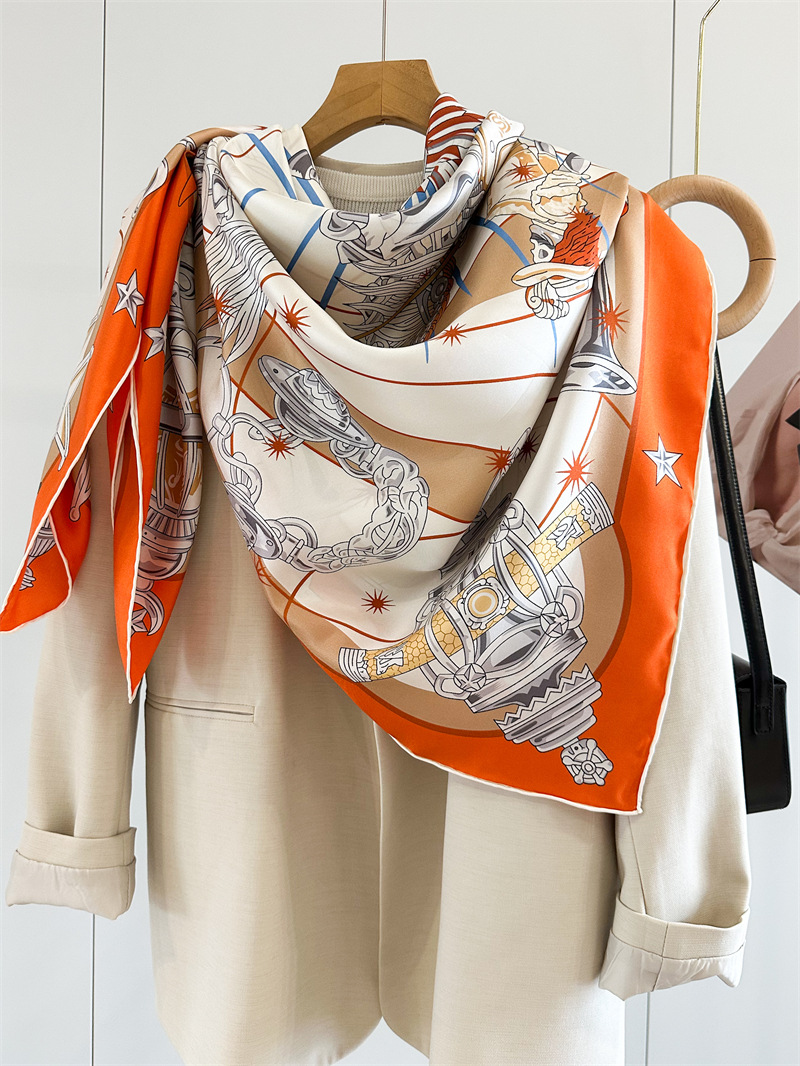 高級ブランドスカーフ大シルクショール手巻きバンダナバッグネッ - Travel Accessories For Women のレビューと価格