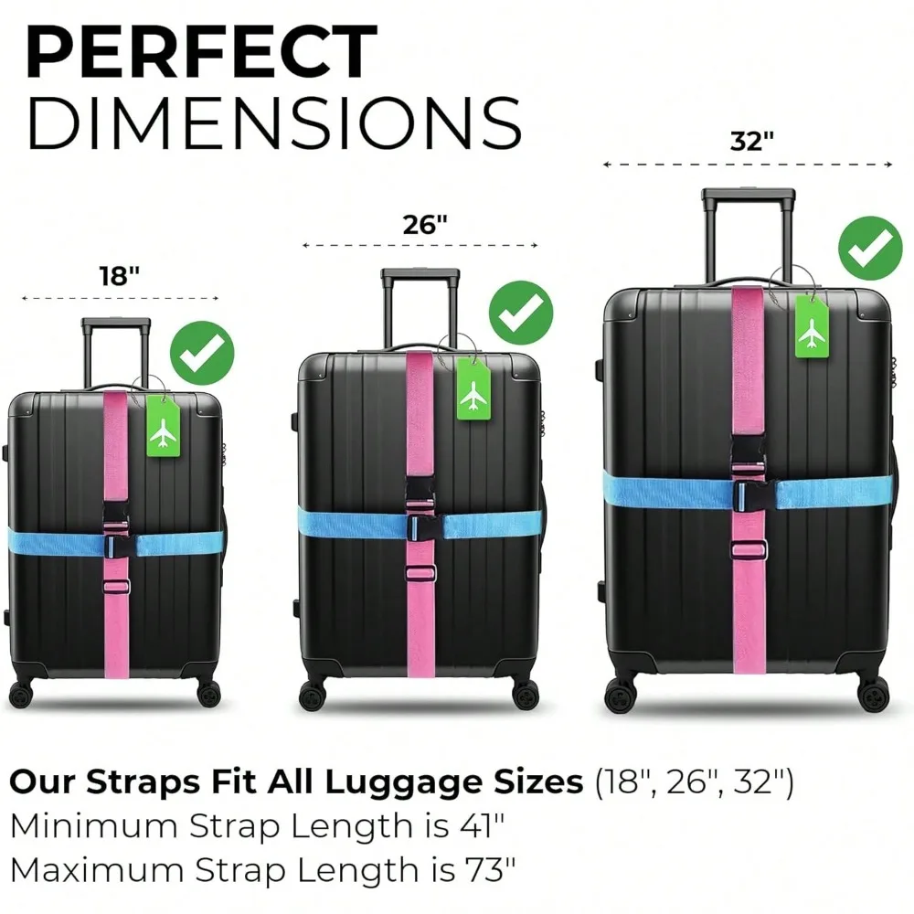 荷物ストラップセット 荷物タグ付き 複数の色の荷物ストラップ - Travel Accessories Luggage Straps のレビューと価格