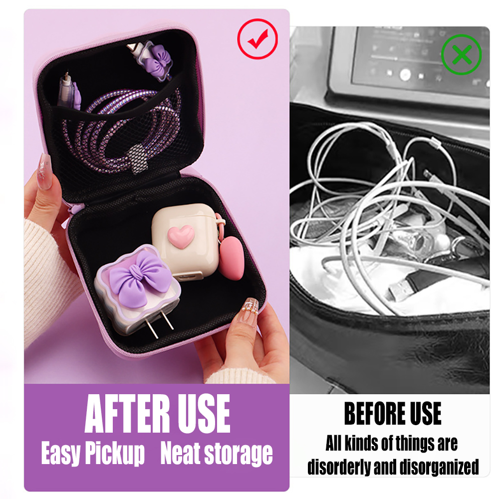充電器保護ケーブルプロテクターセット収納バッグ　可愛い3Dリ - Travel Accessories Electronics のレビューと価格