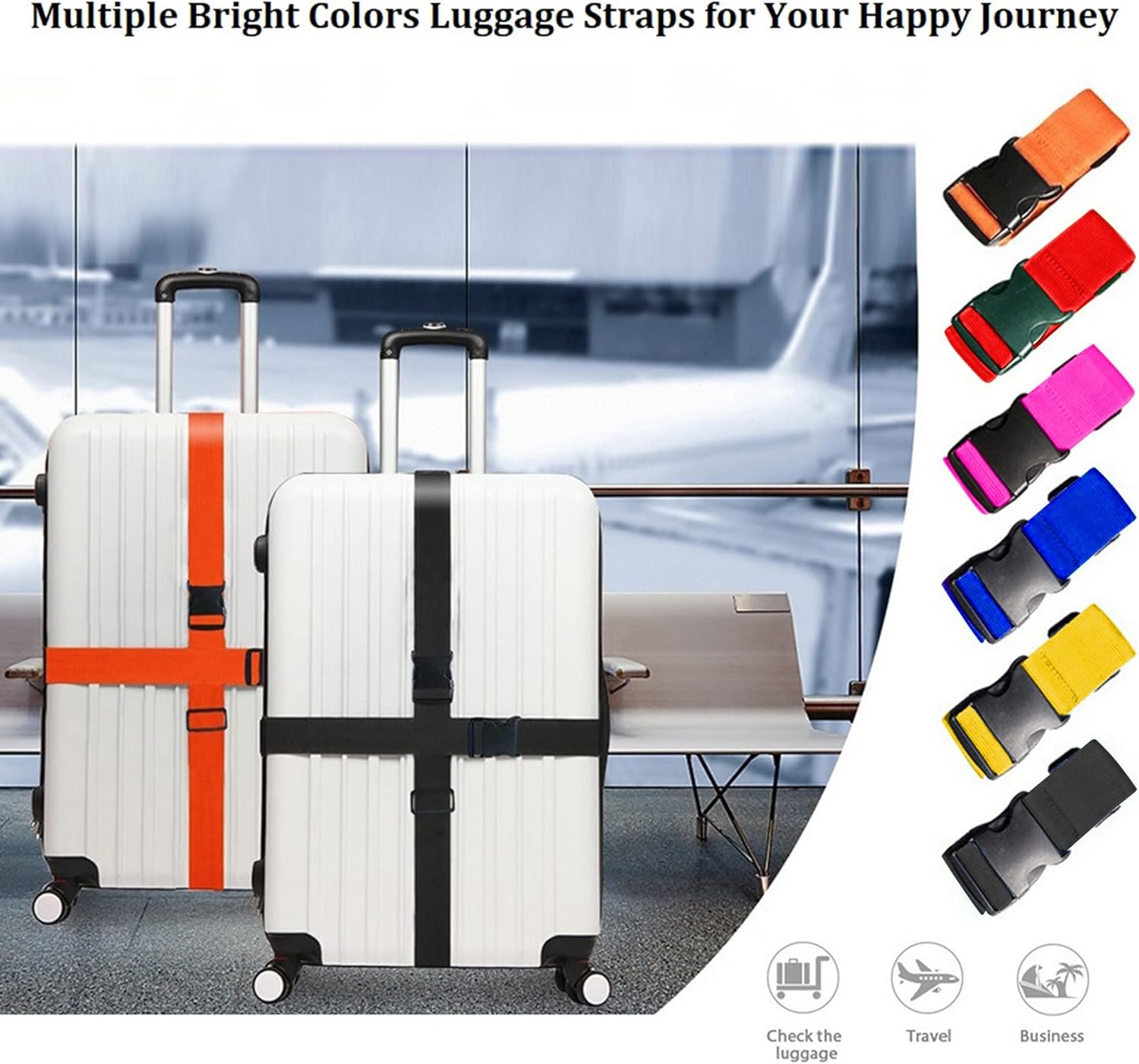明るい色の調節可能な荷物ストラップ 2 パック高耐久スーツケ - Travel Accessories Luggage Straps のレビューと価格