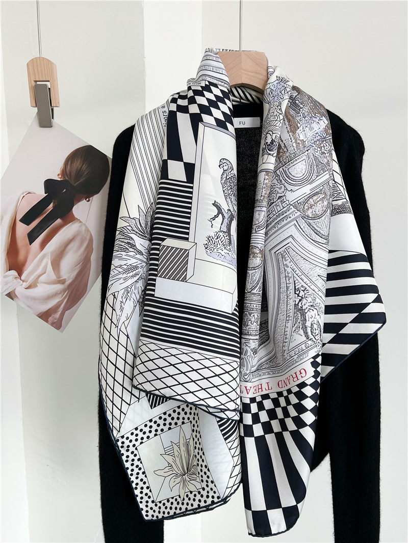 大きなシルクスカーフブランドデザイナー手巻きエッジショール女 - Travel Accessories For Women のレビューと価格