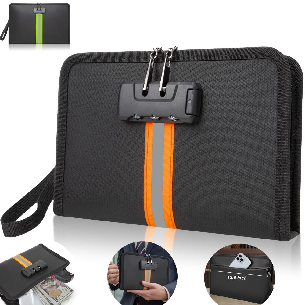 耐火マネーバッグ コンビネーションロック付き 防水 ブラック - Travel Ziplock Bags のレビューと価格