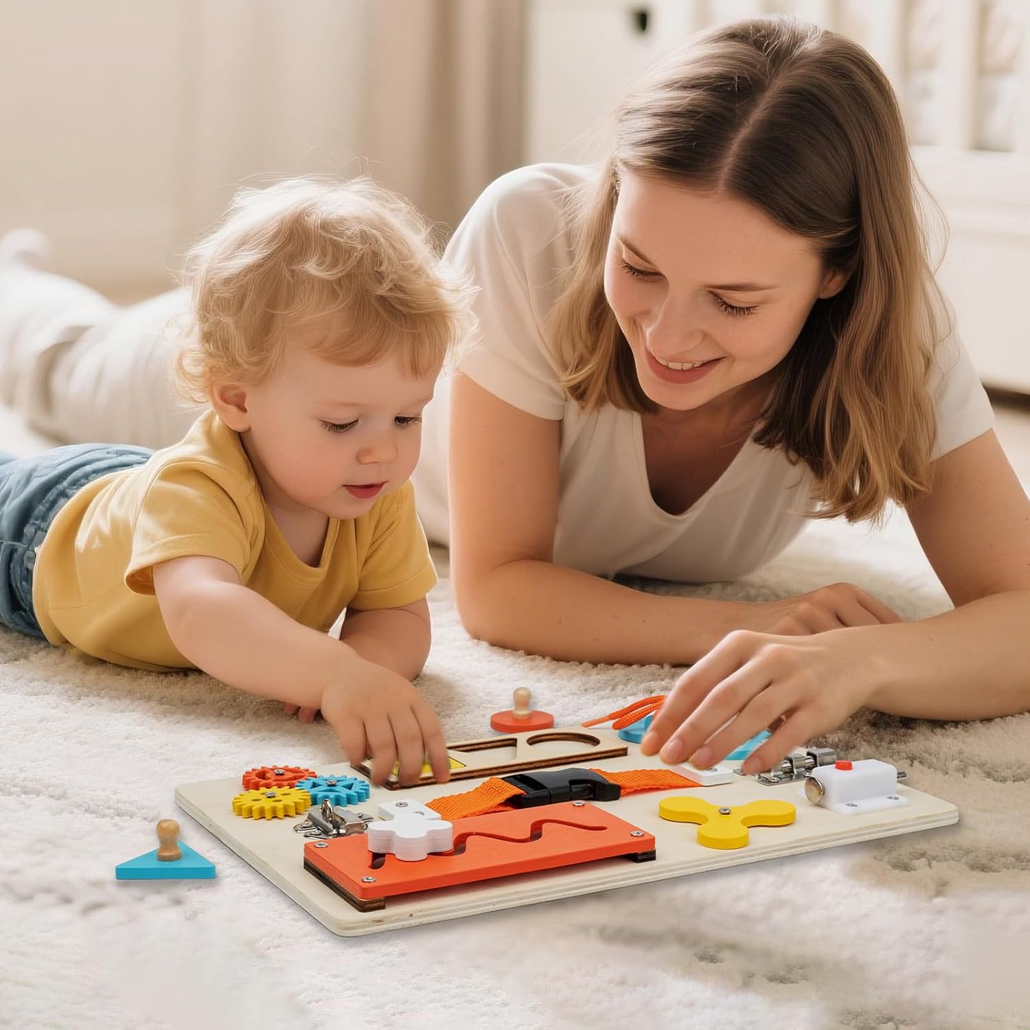 モンテッソーリ ビジーボード 幼児用 木製アクティビティ感覚 - Travel Accessories Toddler のレビューと価格