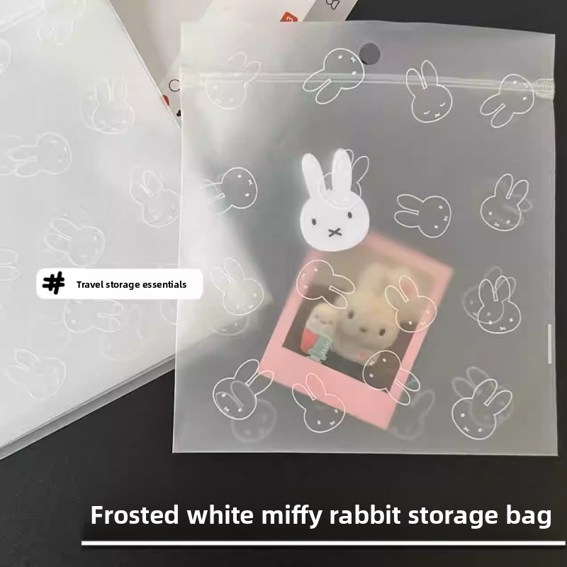 ミッフィーウサギかわいいアニメ漫画フロスト半透明収納袋ジップ - Travel Ziplock Bags のレビューと価格