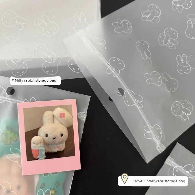 ミッフィーウサギかわいいアニメ漫画フロスト半透明収納袋ジップ - Travel Ziplock Bags のレビューと価格