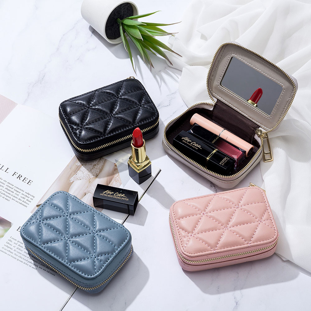 新しいPUリップスティックバッグ,ミラー付き収納バッグ,ポー - Travel Ziplock Bags のレビューと価格