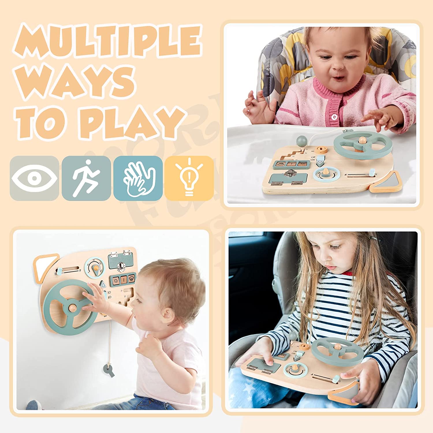 モンテッソーリおもちゃハンドル木製ビジーボード木製感覚玩具幼 - Travel Accessories Toddler のレビューと価格
